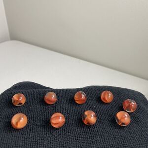Vintage Marble King Nine Cats Eye Marbles Red Transparent Lot Different Sizes